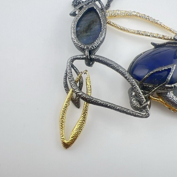 Alexis Bittar Necklace Elements Dark Phoenix Leaf Multi Stone Blue *FLAW* $395 - Picture 11 of 16